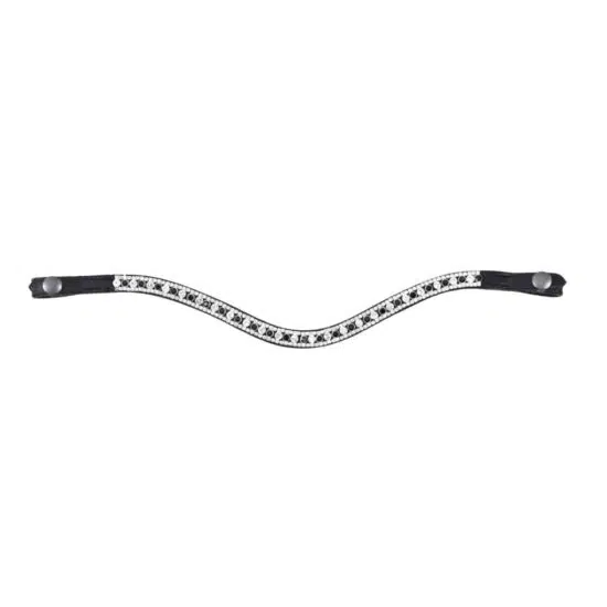 Bling Browband with Black and Clear Crystals Wave Design Snap-On Easy On/Off by VRTACK