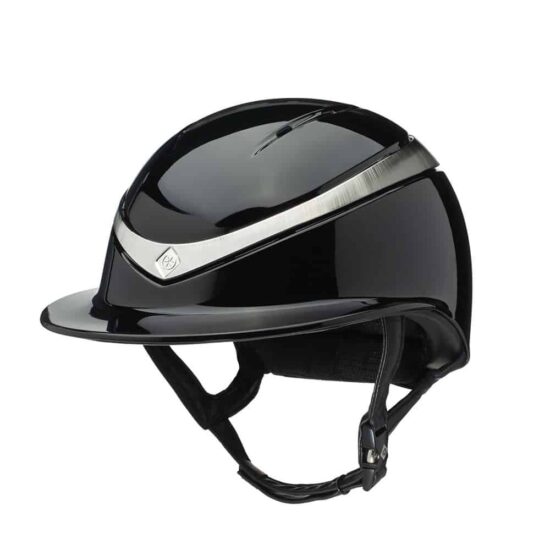 Charles Owen "Halo Luxe" Wide Helmet - Black Gloss with Platinum Ring