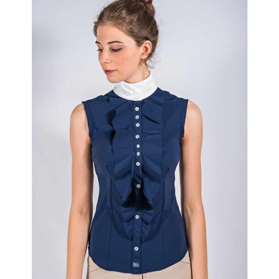 For Horses Ladies Technical Sleeveless Shirt with Frills Pattern UV Protection "Gemma"