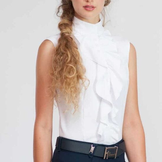 For Horses Ladies Technical Sleeveless Shirt with Frills Pattern UV Protection "Gemma"