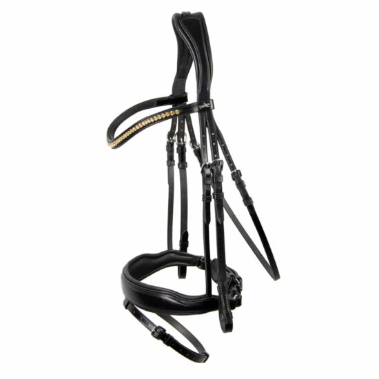 Schockemoehle Sports Dressage Bridle Anatomic Padded Headpiece with Cheekpiece Cutout and Wide Crank Noseband "Stanton Select"