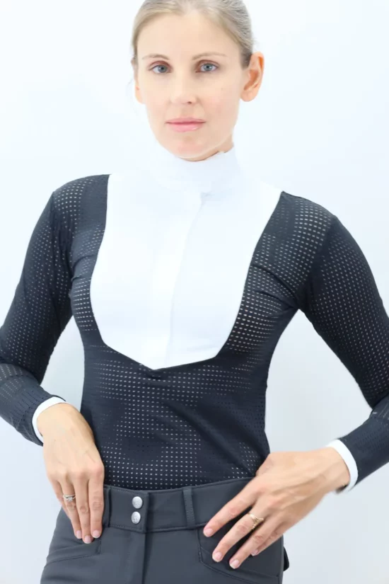 Kismet Long Sleeve Show Shirt with White Bib "Eleonoire LS" - Black Air