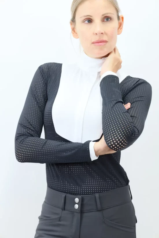 Kismet Long Sleeve Show Shirt with White Bib "Eleonoire LS" - Black Air