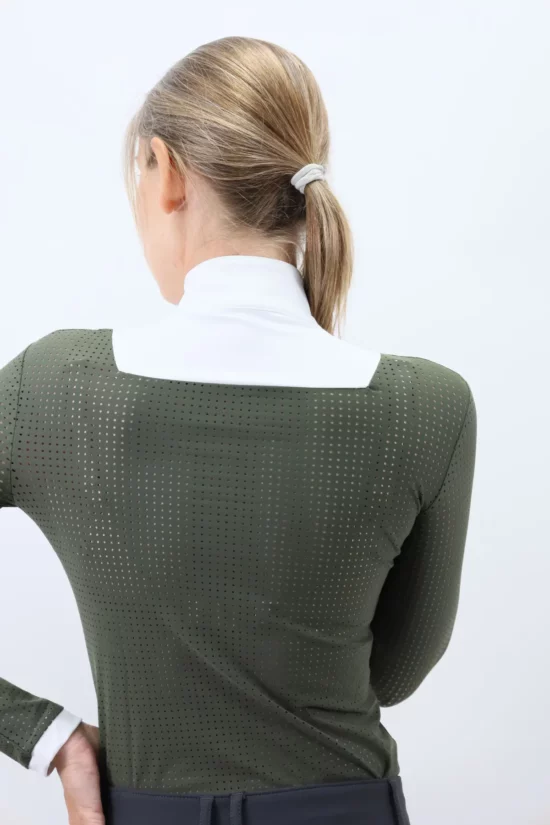 Kismet Long Sleeve Show Shirt with White Bib "Eleonoire LS" - Forest