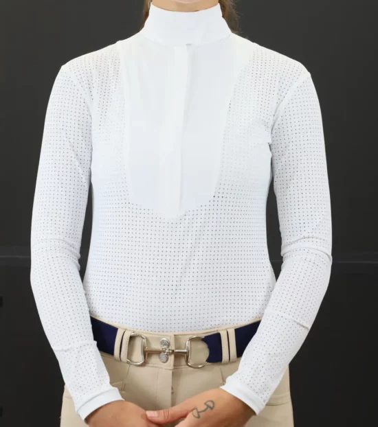 Kismet Show Shirt Long Sleeves with White Bib "Eleonoire" - White