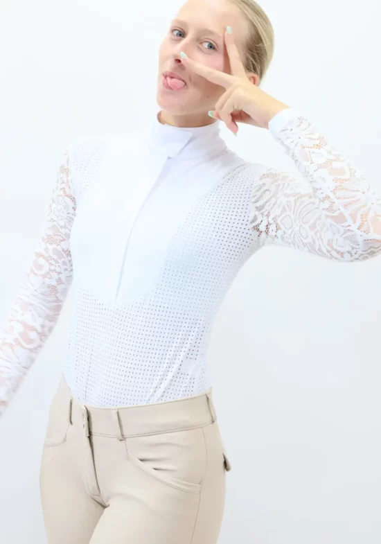 Kismet Long Sleeve Show Shirt "Eleonoire LS" - White Lace Airmax