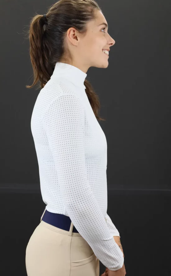 Kismet Show Shirt Long Sleeves with White Bib "Eleonoire" - White