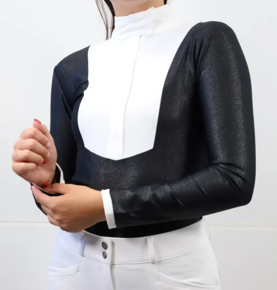 Kismet Long Sleeve Show Shirt "Eleonoire" - Black Glitter