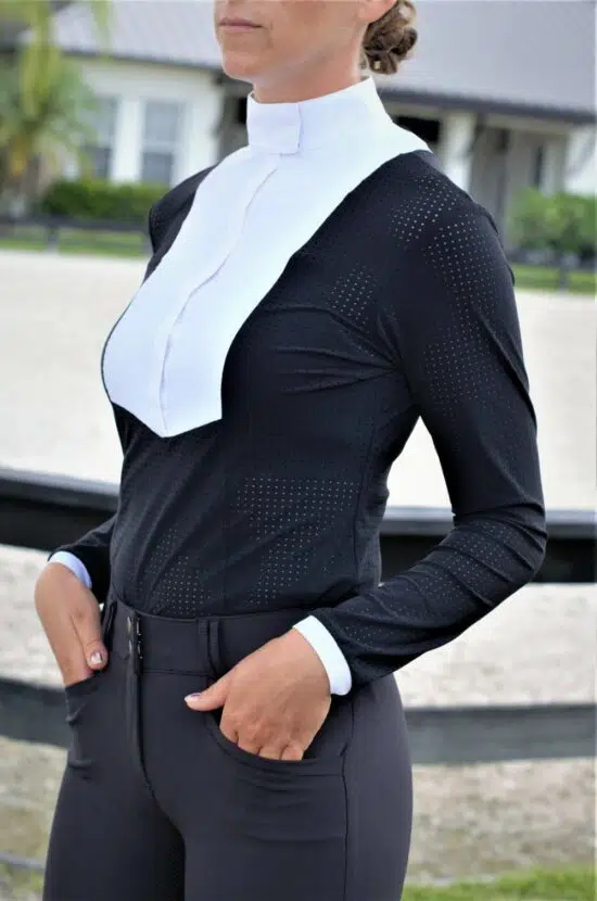 Kismet Ladies Long Sleeve Perforated Show Shirt with White Cuffs "Eleonoire"