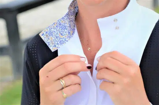 Kismet Ladies Long Sleeve Perforated Show Shirt with White Cuffs "Eleonoire"