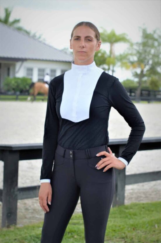 Kismet Ladies Long Sleeve Perforated Show Shirt with White Cuffs "Eleonoire"