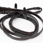 Sure Grip Rubberized 1/2" Wide Soft Leather Reins with Embedded Hand Stops Hook and Stud Buckle
