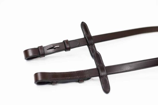 Sure Grip Rubberized 1/2" Wide Soft Leather Reins with Embedded Hand Stops Hook and Stud Buckle