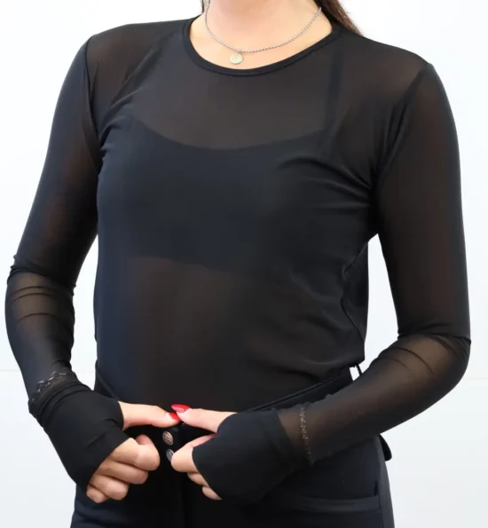 Kismet Long Sleeve Schooling Shirt "Irene" - Black Mesh