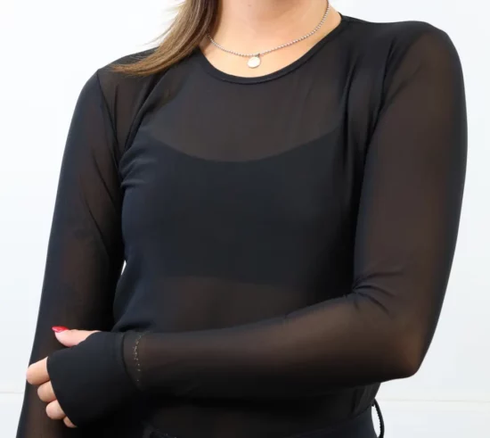 Kismet Long Sleeve Schooling Shirt "Irene" - Black Mesh