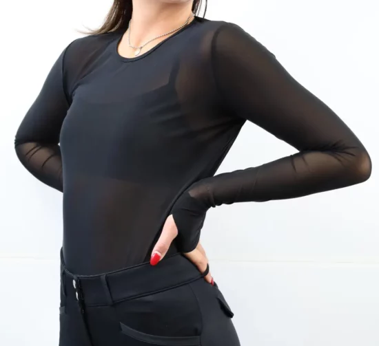 Kismet Long Sleeve Schooling Shirt "Irene" - Black Mesh