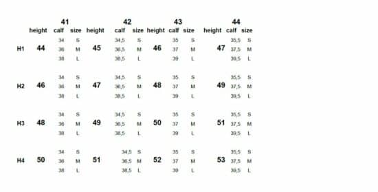 Secchiari Dressage Boots Size Chart