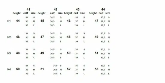 Secchiari Dressage Boots Size Chart