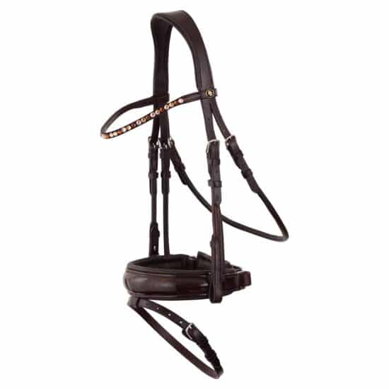 BR Bridle "Andover" Snaffle Patent Noseband Bling Browband