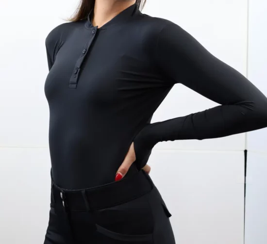 Kismet Turtleneck Schooling Long Sleeves Shirt "Maeve" - Black