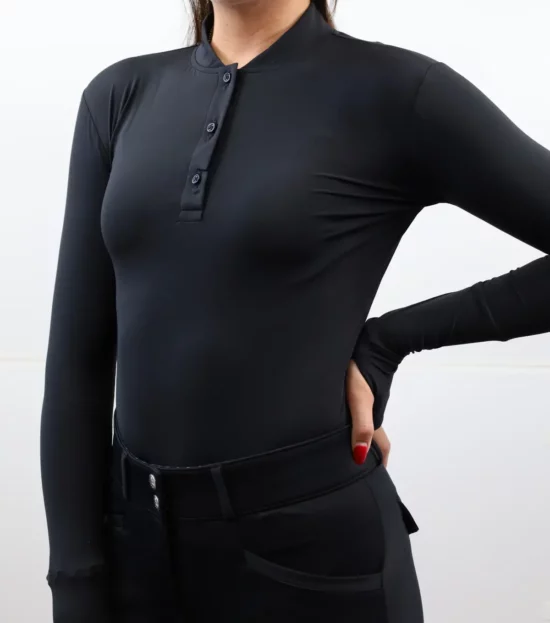 Kismet Turtleneck Schooling Long Sleeves Shirt "Maeve" - Black