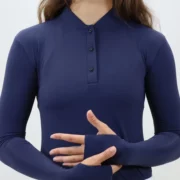 Kismet Schooling Shirt 3 button mock collar "Maeve" - Navy