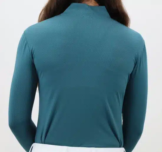 Kismet Schooling Shirt 3 button mock collar "Maeve" - Oceanic Teal