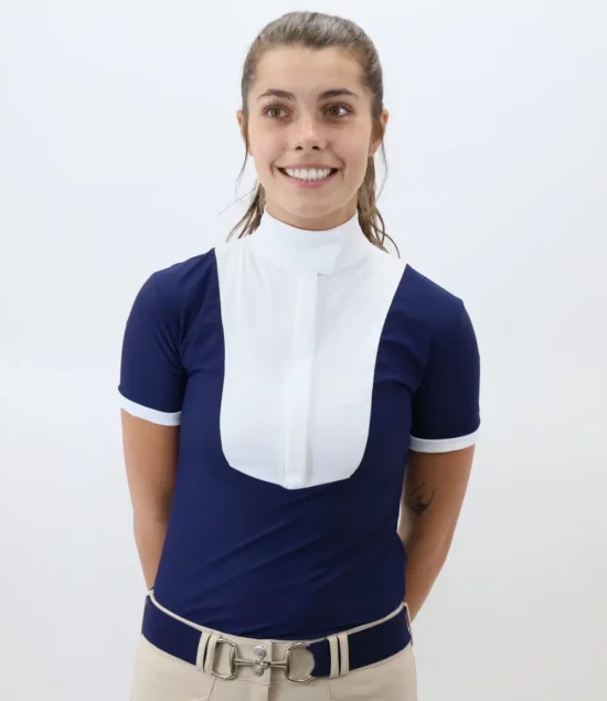 Kismet Show Shirt Short Sleeve with White Bib "Eleonoire SS" - Navy