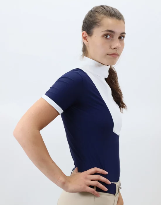 Kismet Show Shirt Short Sleeve with White Bib "Eleonoire SS" - Navy