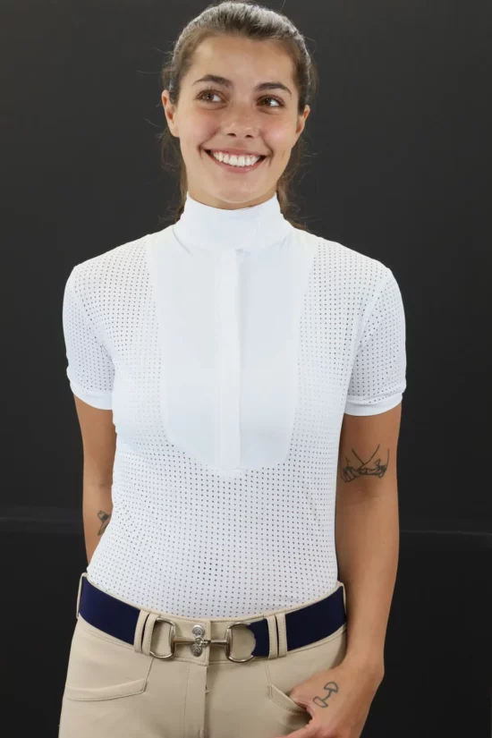 Kismet Short Sleeve Show Shirt with Bib "Eleonoire SS" - White