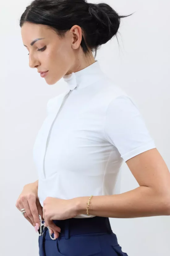 Kismet Show Shirt Short Sleeves with White Bib "Eleonoire SS" - White