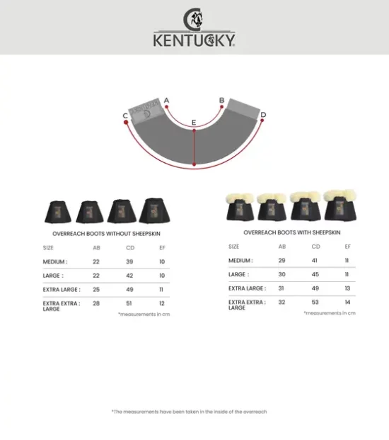 Kentucky Overreach Boots Size Chart