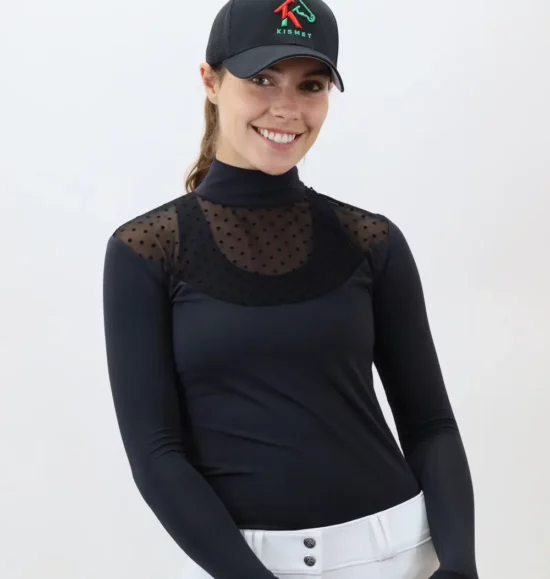 Kismet Show Shirt Long Sleeve Mesh Panel "Kiley" - Black