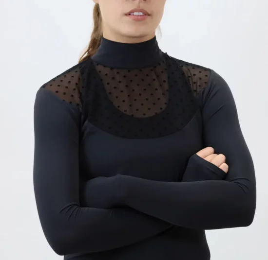 Kismet Show Shirt Long Sleeve Mesh Panel "Kiley" - Black