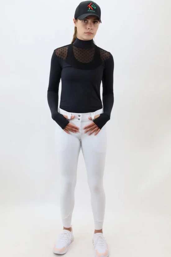 Kismet Show Shirt Long Sleeve Mesh Panel "Kiley" - Black