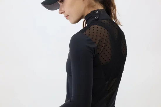 Kismet Show Shirt Long Sleeve Mesh Panel "Kiley" - Black