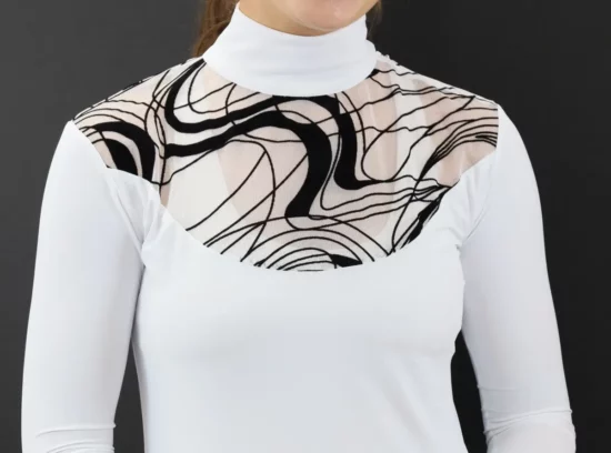 Kismet Show Shirt Long Sleeve Mesh Panel "Kiley" - White