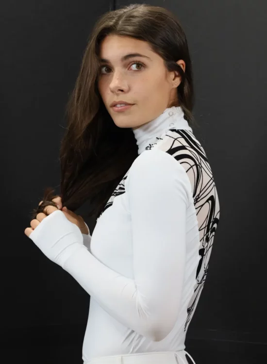 Kismet Show Shirt Long Sleeve Mesh Panel "Kiley" - White