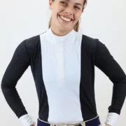 Kismet Show Shirt Long Sleeves Full White Panel "Capri" - Black