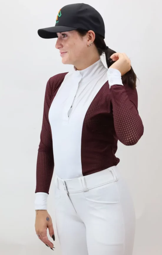 Kismet Long Sleeve Show Shirt "Capri" - Burgundy