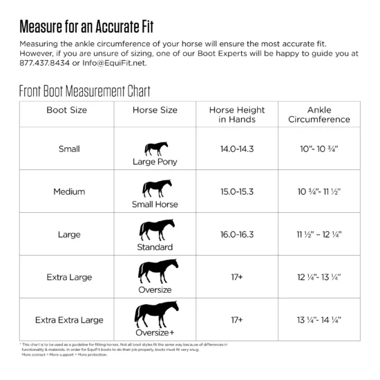 Equifit D-Teq Boot Size Chart