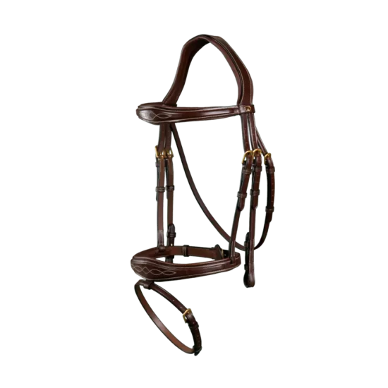 Dyon Bridle Anatomic Flash Noseband Gold/Brass Hardware