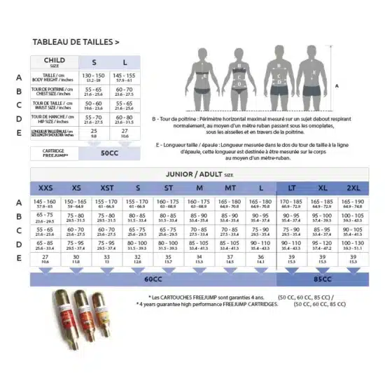 Equitheme Airbag Vest "Airsafe" - Size Chart
