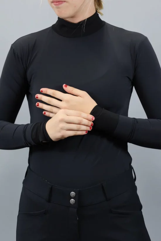 Kismet Turtleneck Shirt with Mesh Details "Bethany Top" - Black