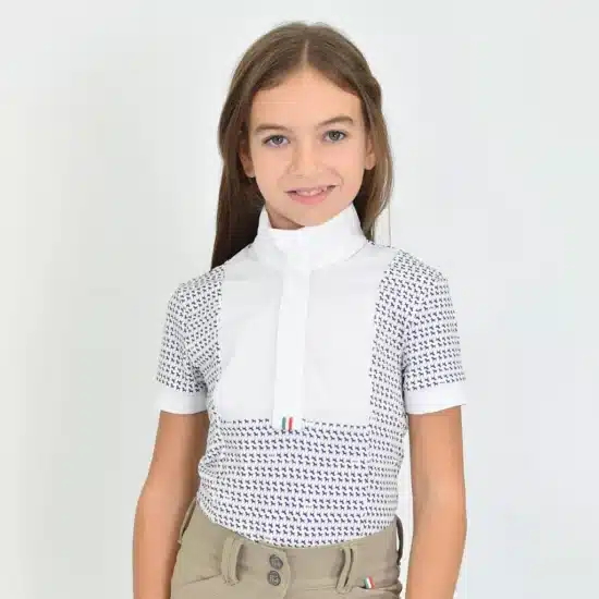 For Horses Girls Show Shirts "Ariel SS" - Steel Blue Horses